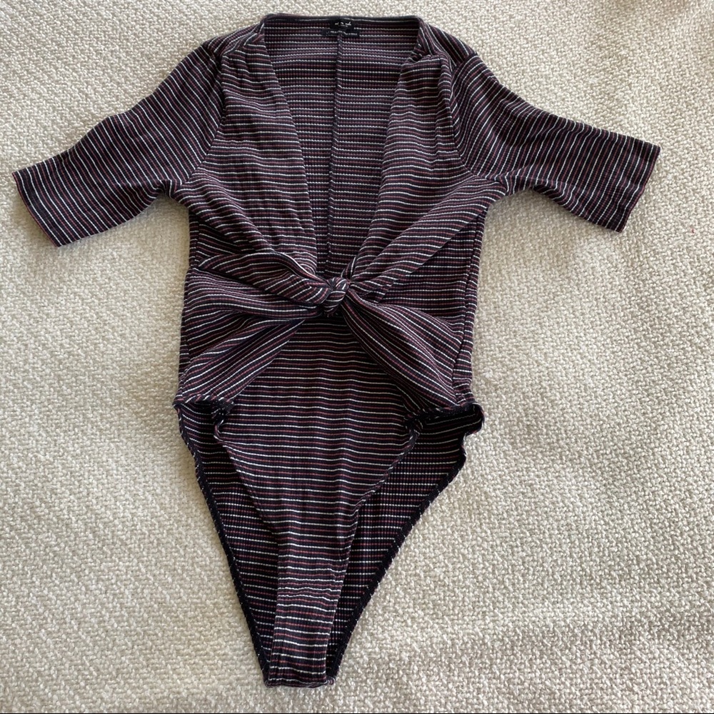Out From Under Sexy Striped Bodysuit Sz L